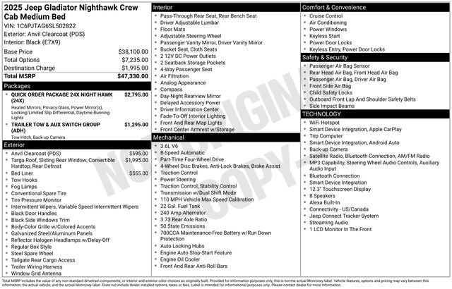 2025 Jeep Gladiator Nighthawk
