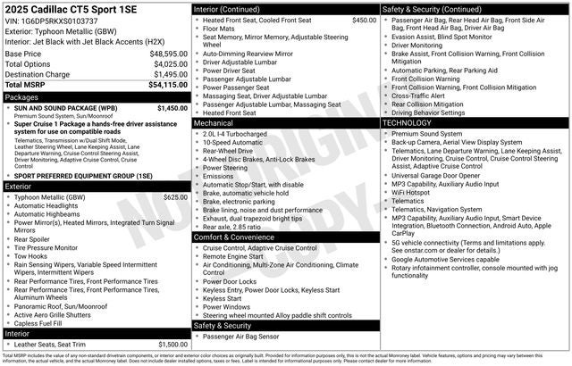 2025 Cadillac CT5 Sport