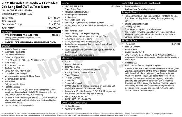 2022 Chevrolet Colorado Work Truck