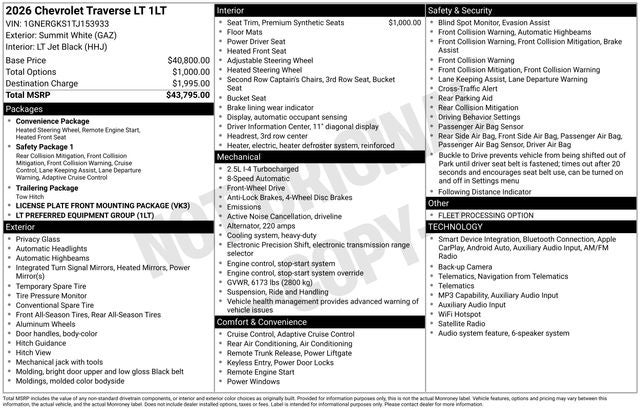 2026 Chevrolet Traverse LT 1LT