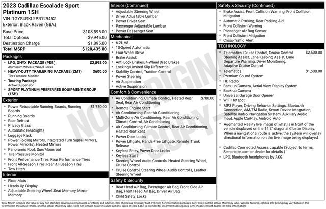 2023 Cadillac Escalade Sport Platinum
