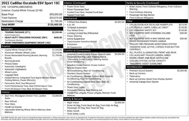 2022 Cadillac Escalade ESV Sport