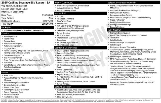 2025 Cadillac Escalade ESV Luxury