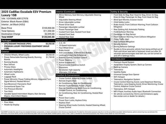2025 Cadillac Escalade ESV Premium