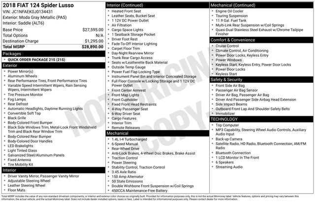 2018 FIAT 124 Spider Lusso