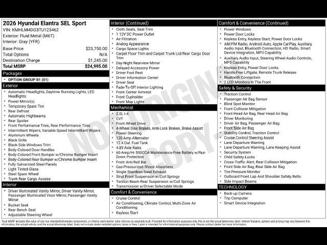 2026 Hyundai Elantra SEL Sport