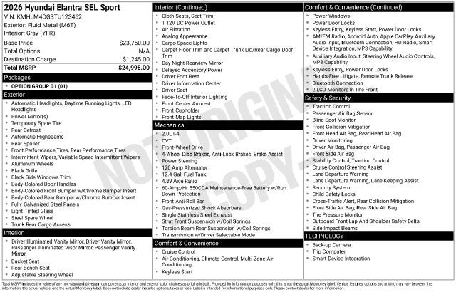 2026 Hyundai Elantra SEL Sport